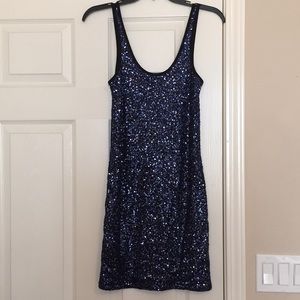 Navy sequined tank dress